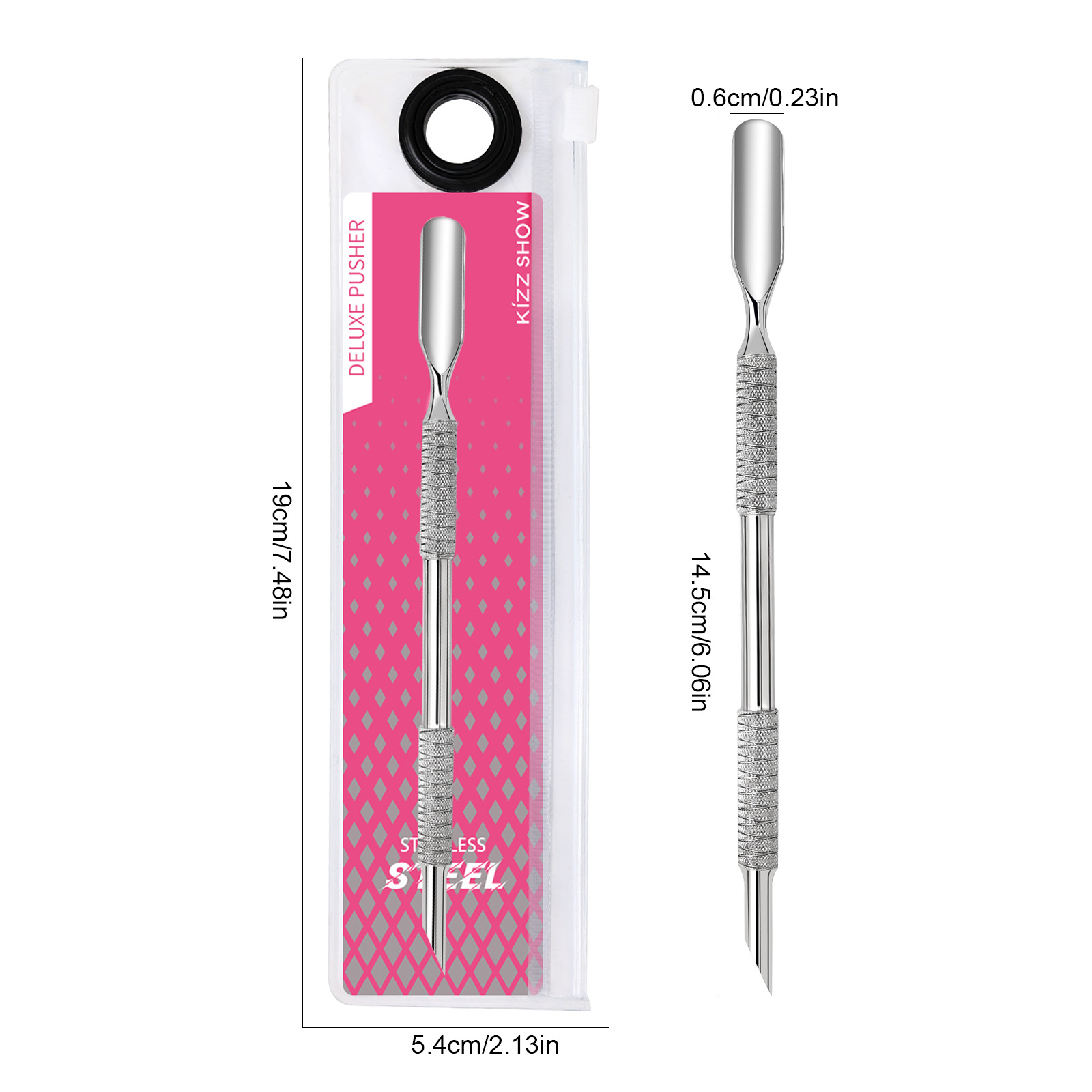 high quality nail tools with dead skin push, double headed steel push, inclined surface, nail remova