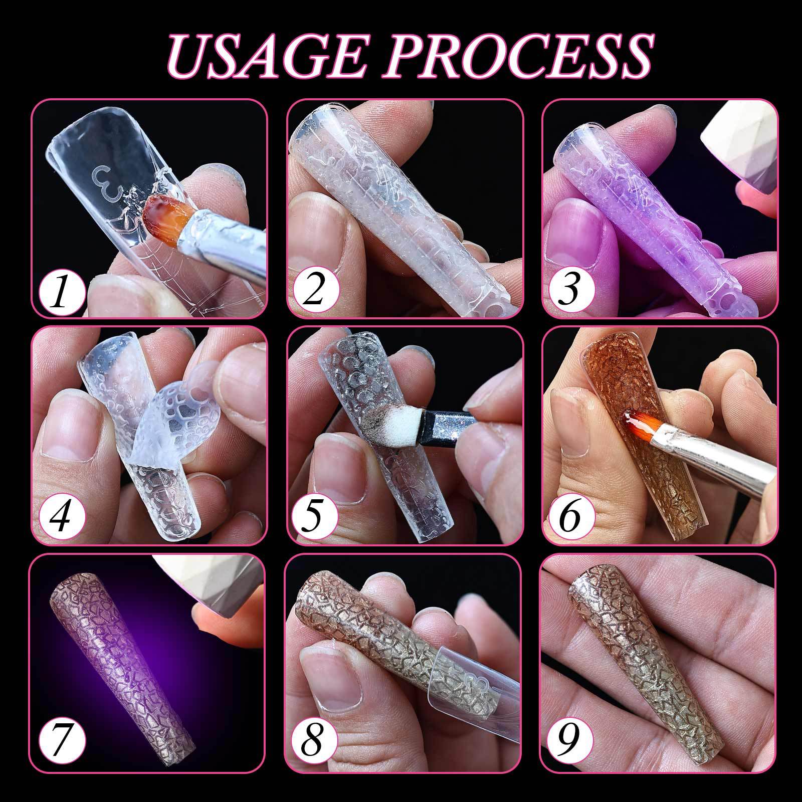 hot selling nail silicone film mold christmas snowflake leopard print 3d film diy nail film tool box