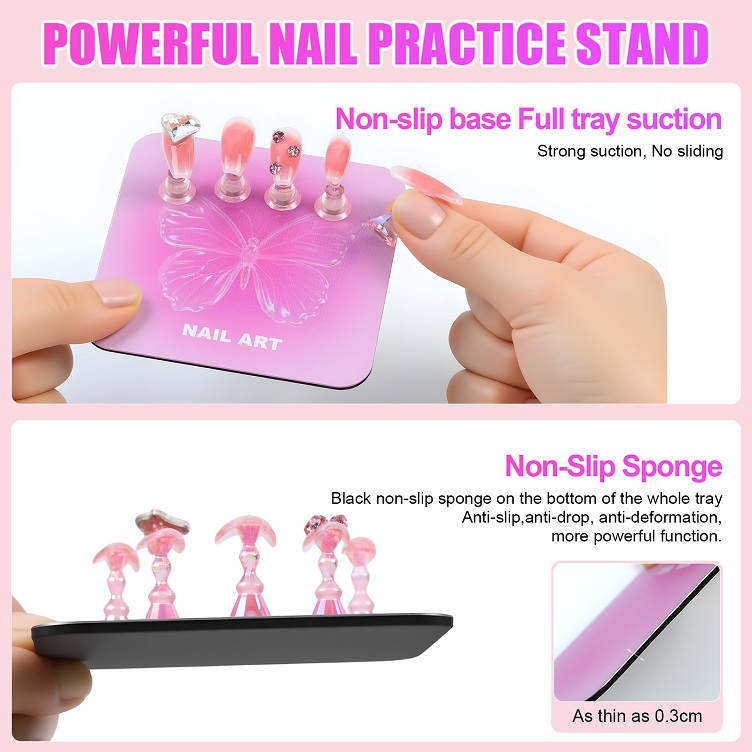 metal base wearing nail art practice magnetic acrylic illusion chess silver