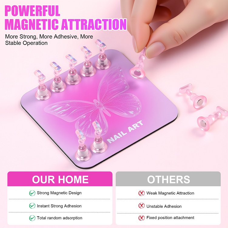 metal base wearing nail art practice magnetic acrylic illusion chess silver