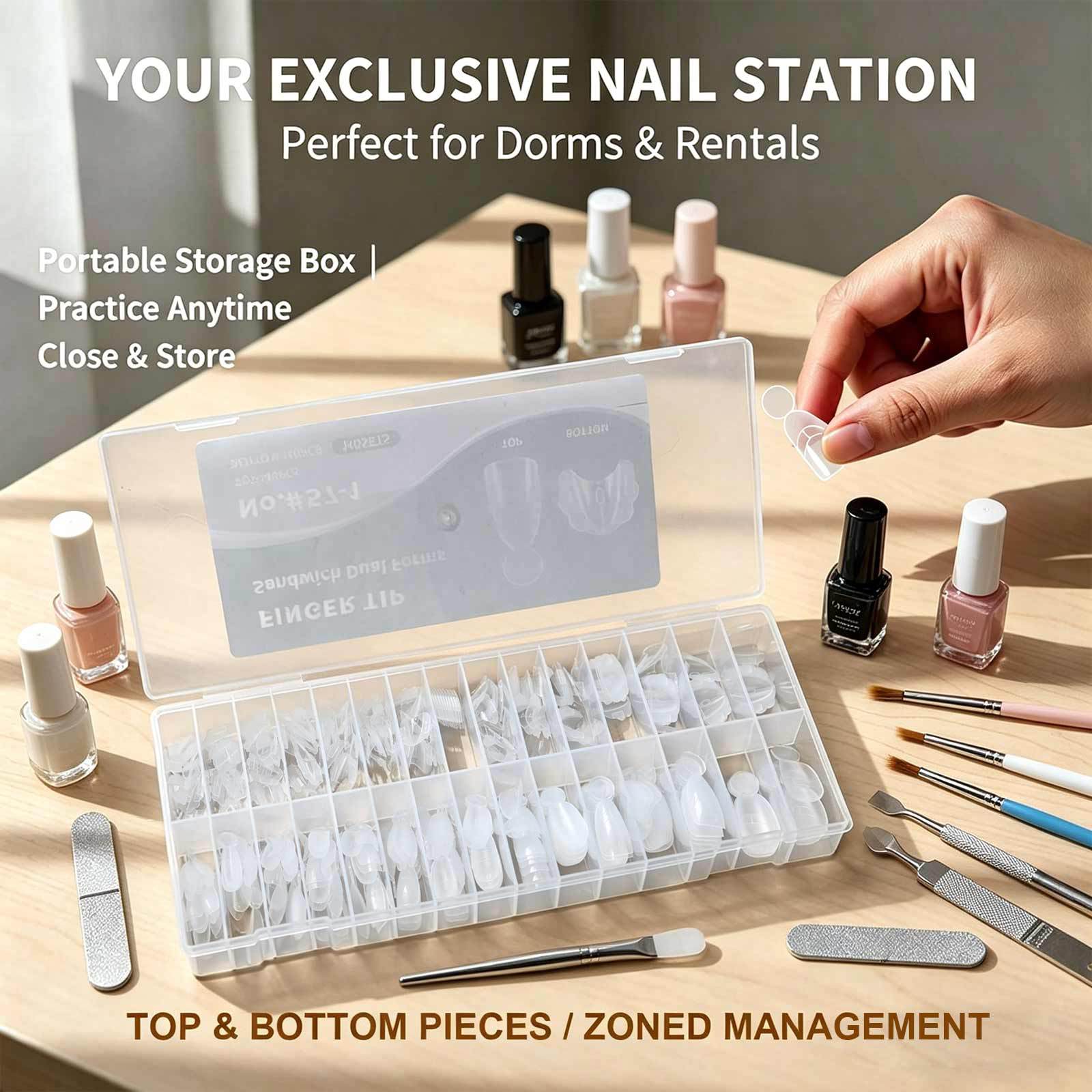 nail art sandwich style extended nail model paper free holder transparent crystal nail model