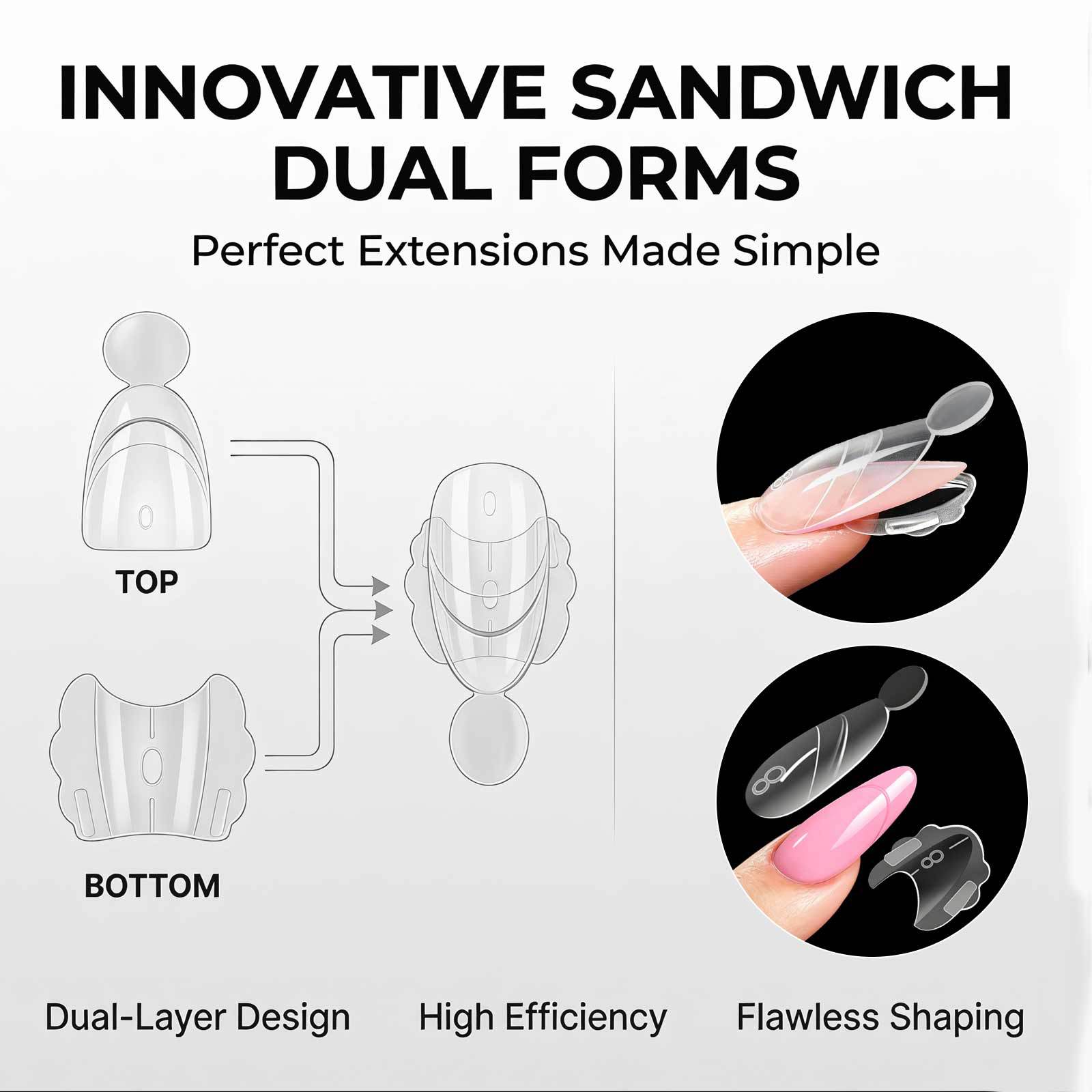 nail art sandwich style extended nail model paper free holder transparent crystal nail model