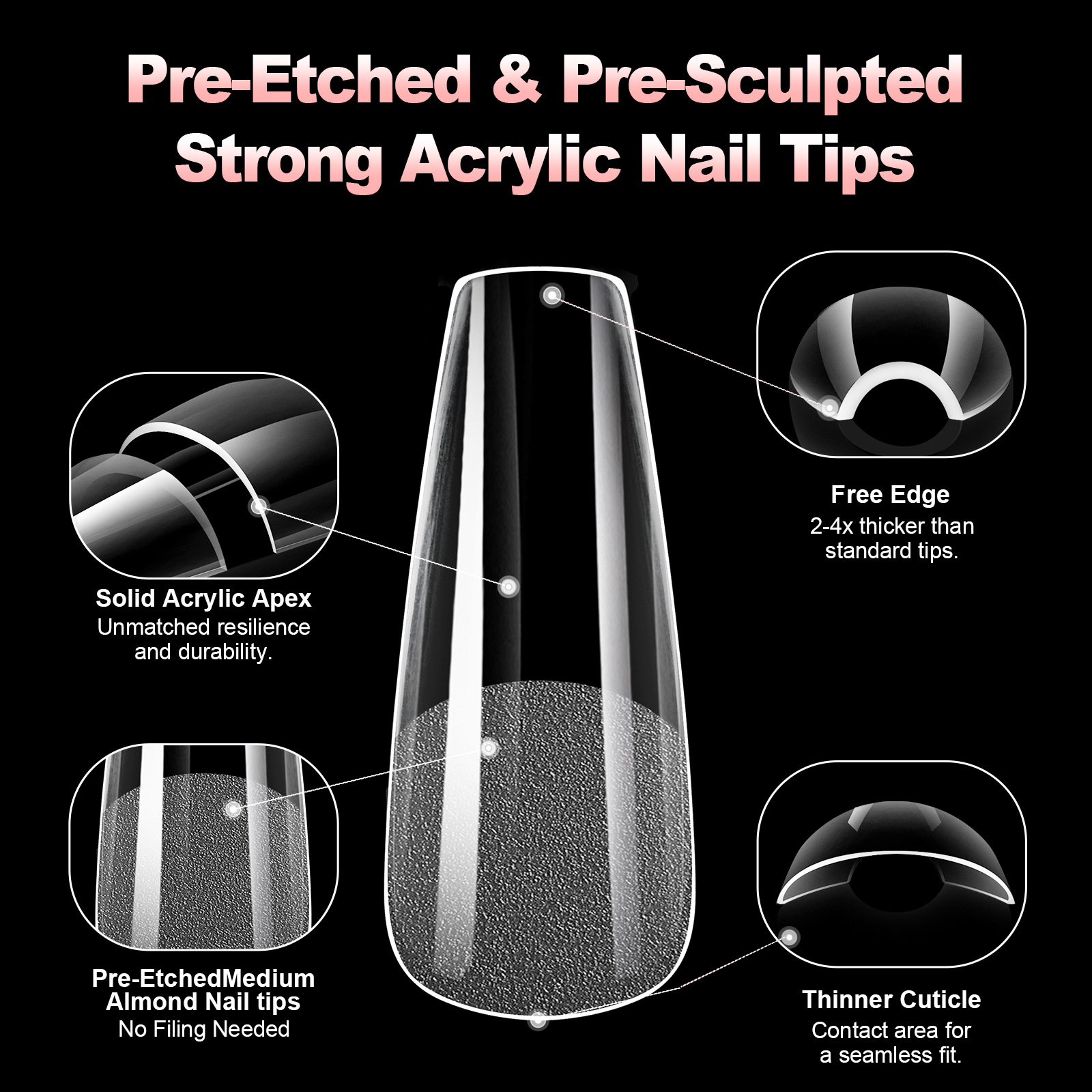 transparent semi frosted ultra-thin seamless extended 120 full size fake nails