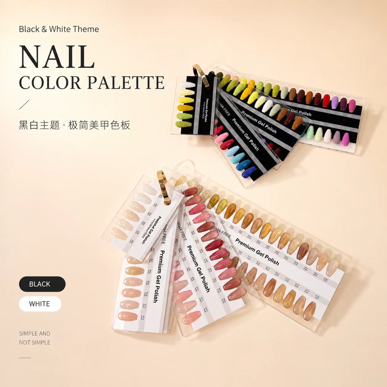 2026 acrylic nail display board korean shows  hook type false nail tips gel polish color board