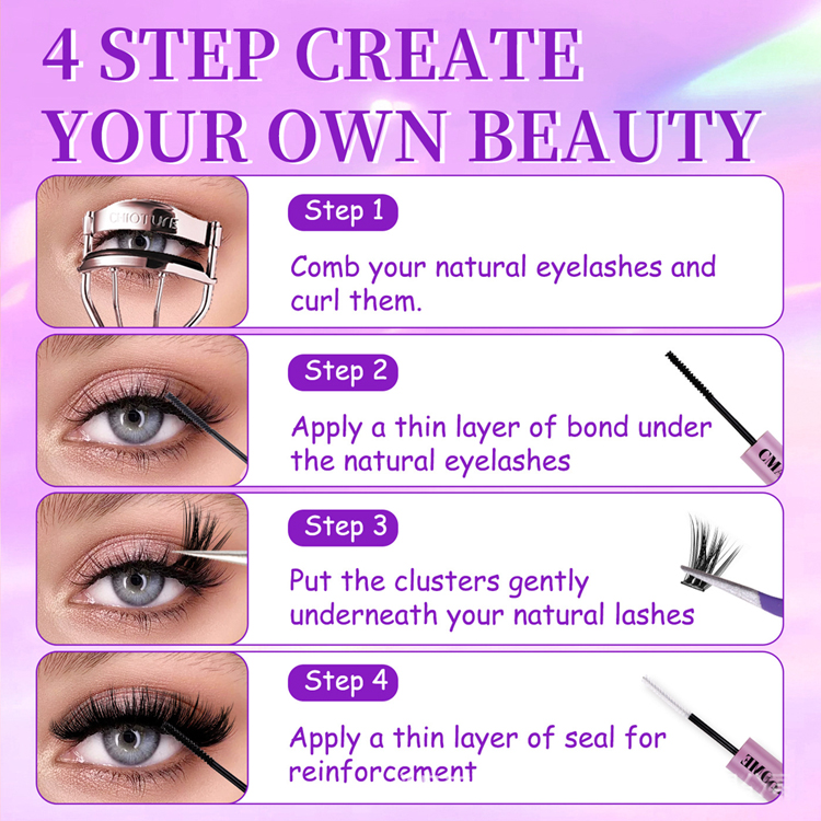 mixed false eyelash set 532 pieces, single piece, fluffy and dense, segmented false eyelash
