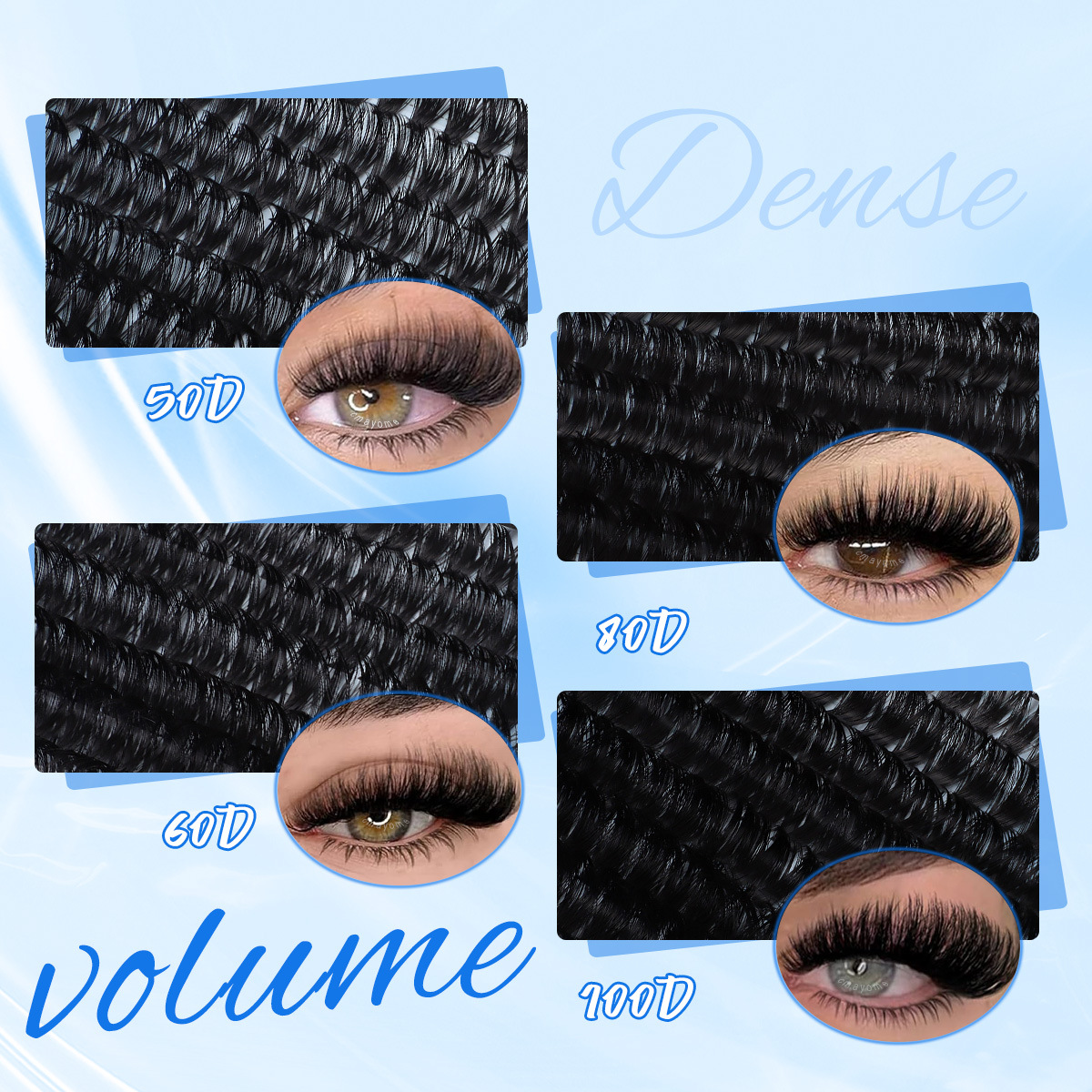 large-capacity 800-cluster segmented diy false eyelash, 8-16mm thick d-curve false eyelash