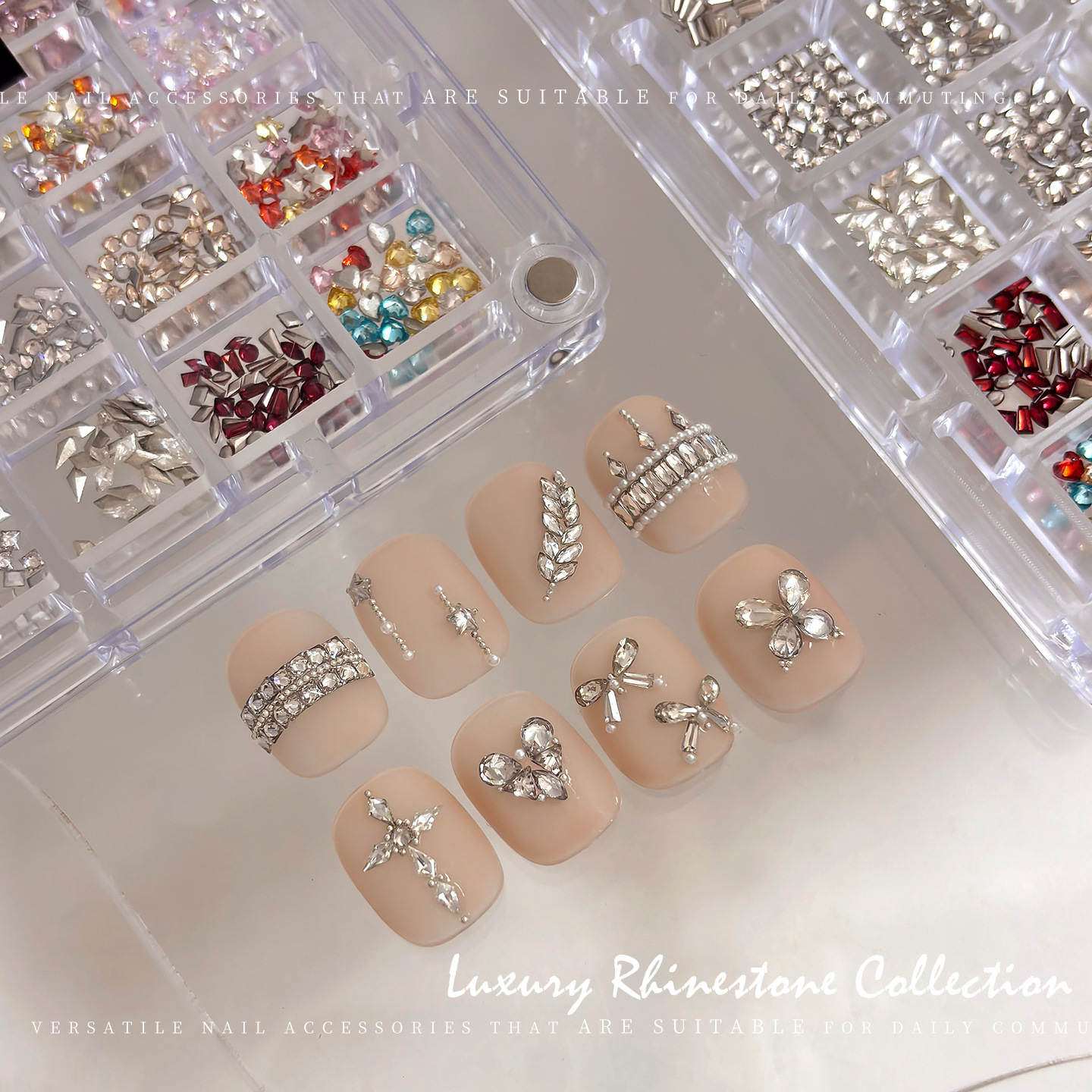 36 grid flat bottomed zircon nail diamond jewelry, heart-shaped horse eye shaped color diamond
