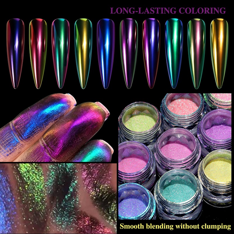 nail makeup macaron chameleon extreme pink neon pink two tone fairy nail powder