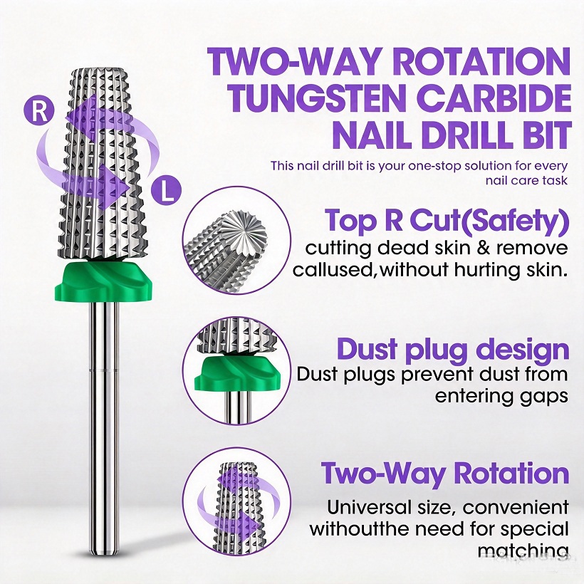 professional nail remover bit,two-way rotation tungsten carbide nail drill bit for acrylic nail