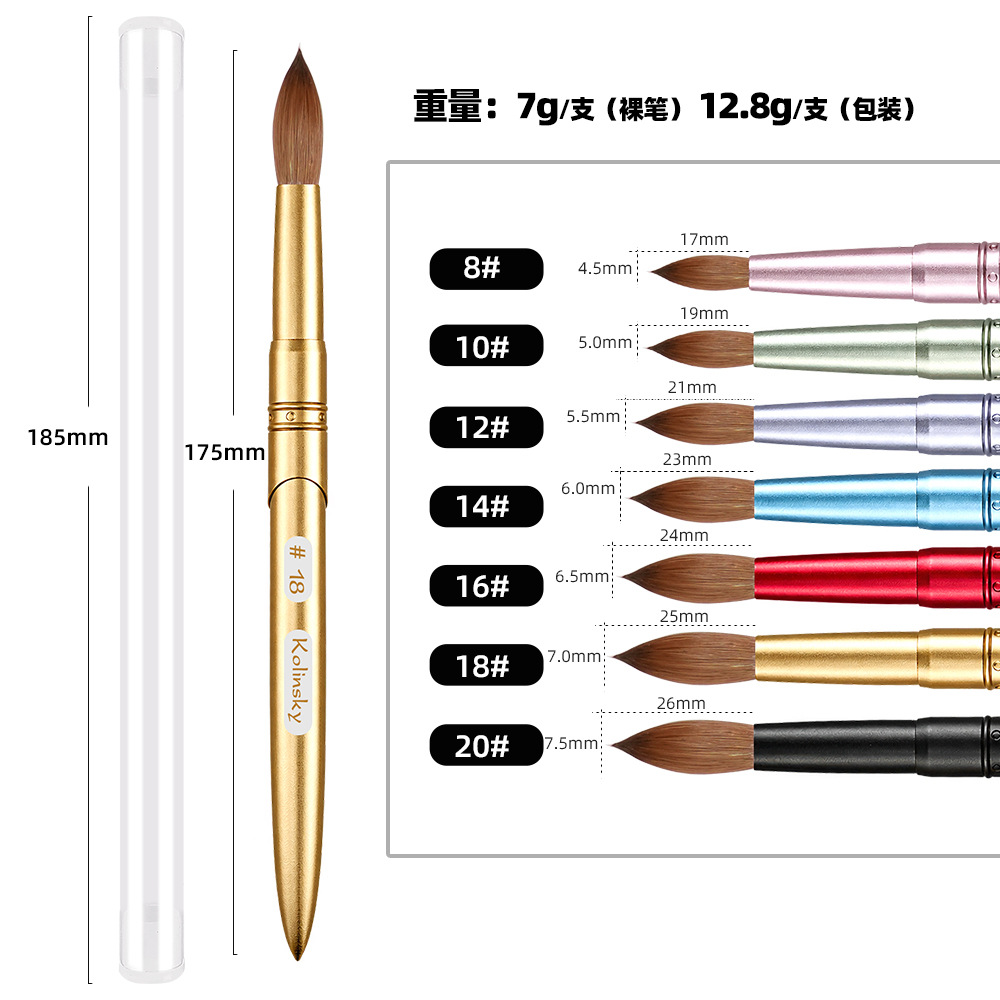 metal rod crystal mink brush kolinsky nail crystal pen extended nail powder brush